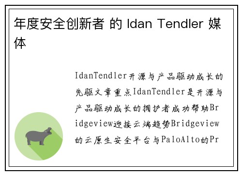 年度安全创新者 的 Idan Tendler 媒体